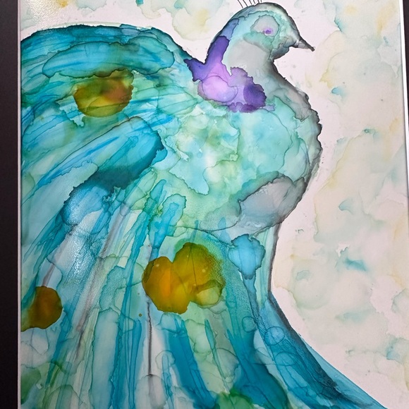 Hand crafted colorful abstract peacock one of a kind wall décor art - Picture 9 of 10